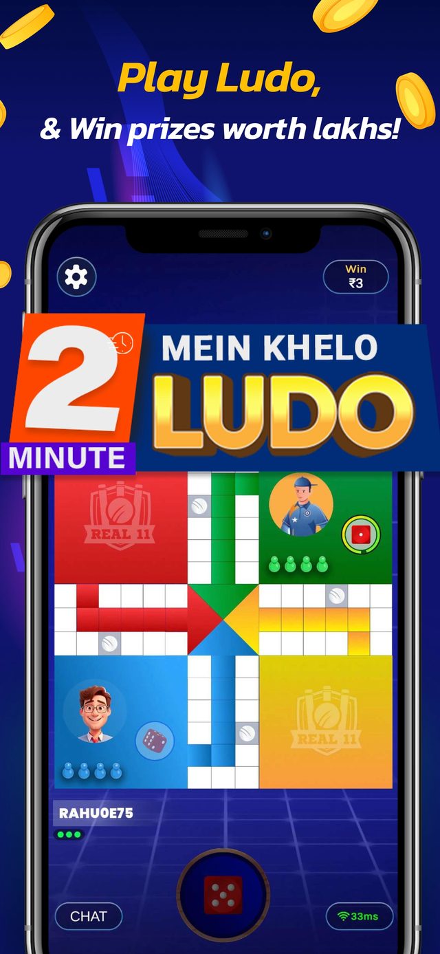 Ludo screen from a Real11 promo.